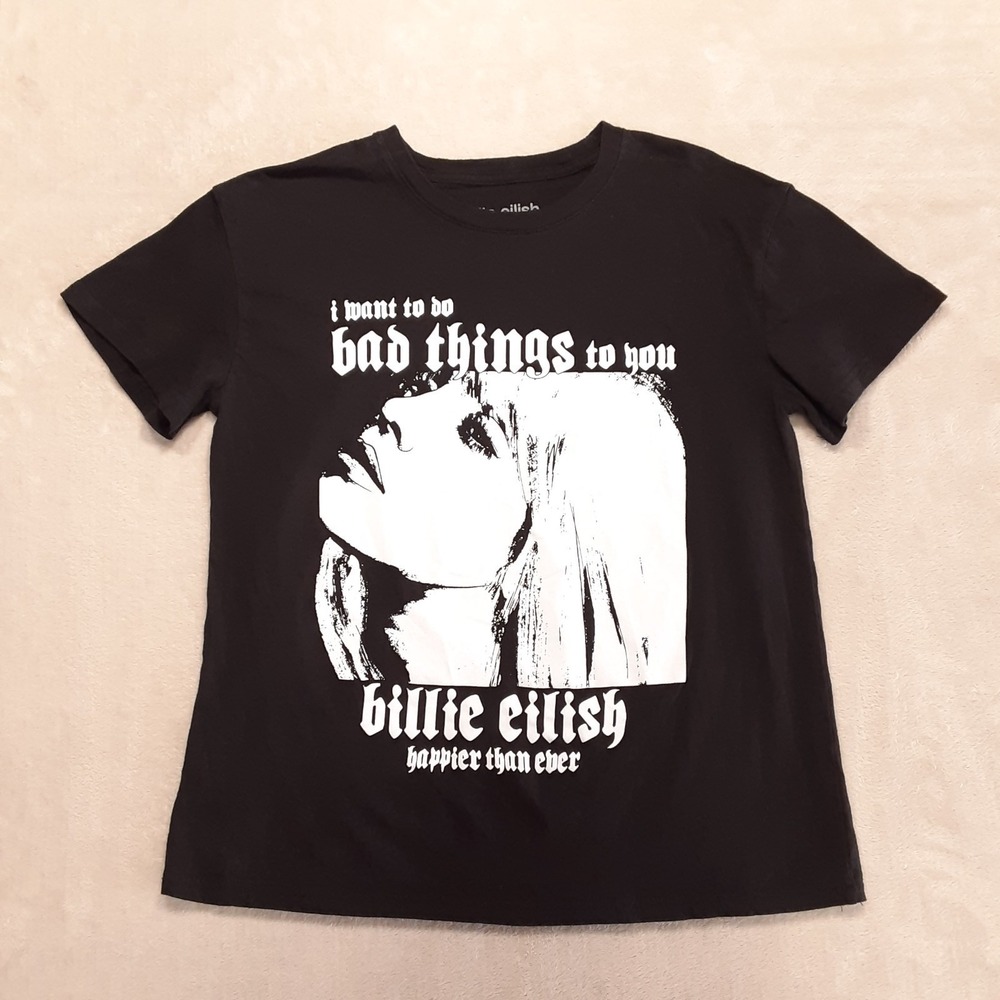 Billie Eilish "Oxytocin" Happier Than Ever Womans Graphic Tee Large Black Crew